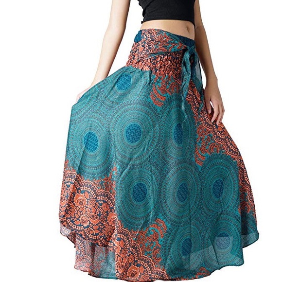 Women’s Boho Floral Hippie Maxi Festival Skirt - Picture 3 of 5